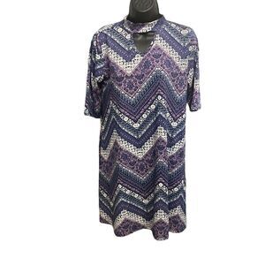 JOE BOXER, Women’s Medium, Chevron style dress, Pink,‎ blue & white,short sleeve